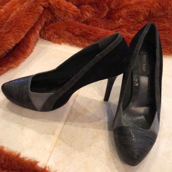 WHBM Classic leather embossed snake + suede stiletto heels - Picture 1 of 10